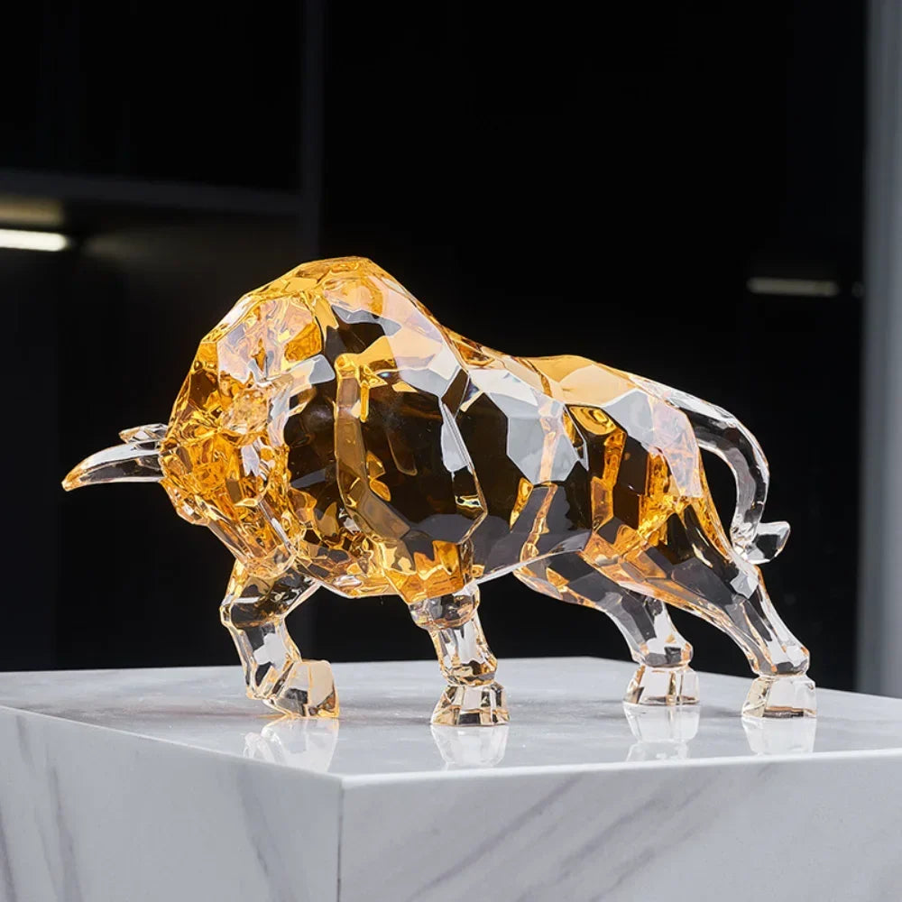 Golden Crystal Bull Figurine