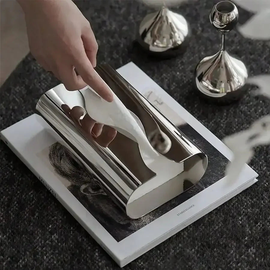 Nordic Stainless Steel Mirror Napkin Holder Desktop