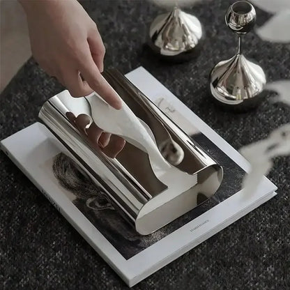 Nordic Stainless Steel Mirror Napkin Holder Desktop