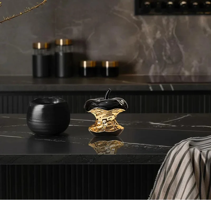 Electroplated Apple Sculpture Ornament Gold Silver Home Décor