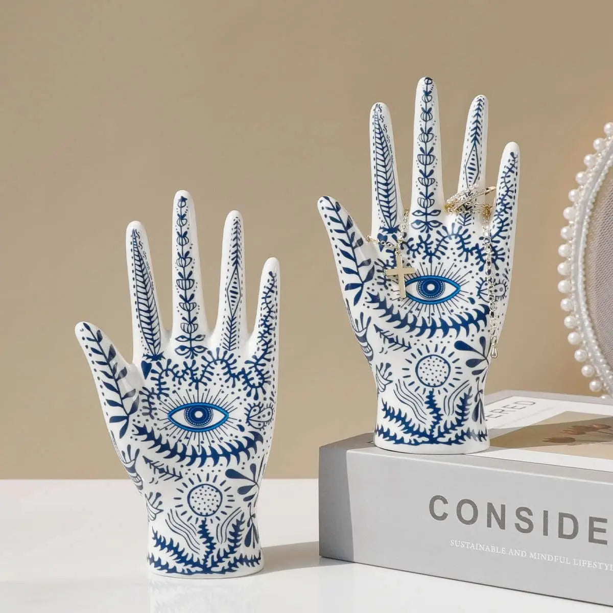 Eye of Fatima Ceramic Jewelry Holder