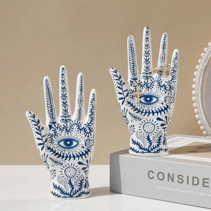 Eye of Fatima Ceramic Jewelry Holder