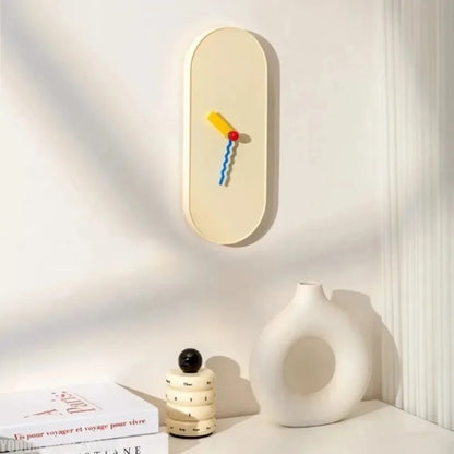 Nordic Dopamine Minimalist Oval Wall Clock | Silent Battery-Powered Home Decor