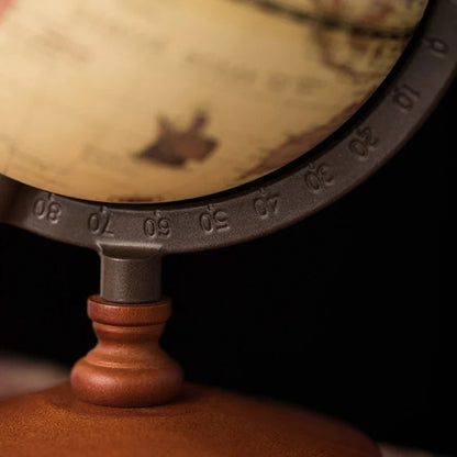 Vintage Wooden World Globe with Metal Stand