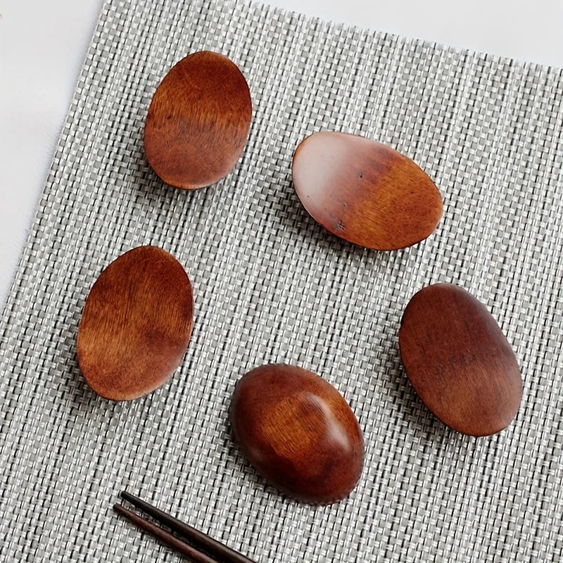 5pcs Japanese Ingot Natural Wood Chopstick Holder Rest Set