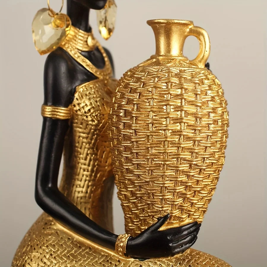 Elegant African Lady Resin Statue