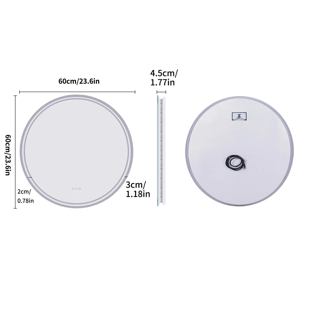LuvoRound | Round LED Bathroom Mirror | Anti-Fog & Dimmable Touch Screen