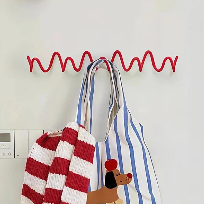 Creative Wave Iron Wall-Mounted Coat Rack | Minimalist Multi-Hook Clothes Organizer