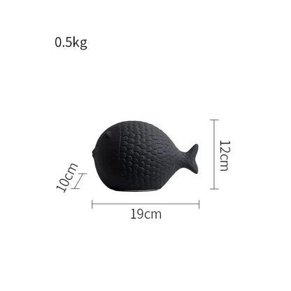 Black and White Ceramic Fish Sculpture