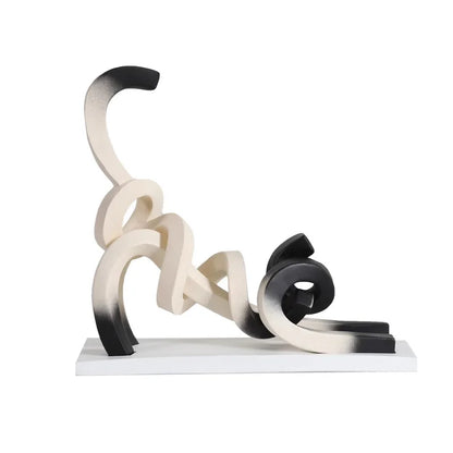 Abstract Twisted Line Cat Resin Sculpture | Desk & Home Décor