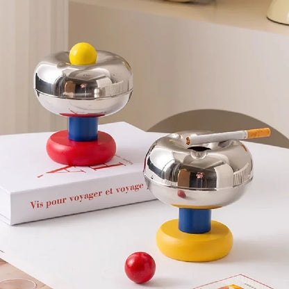Postmodern Stainless Steel Ashtray with Lid