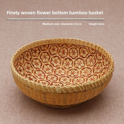 Round Hand-Woven Bamboo Storage Basket