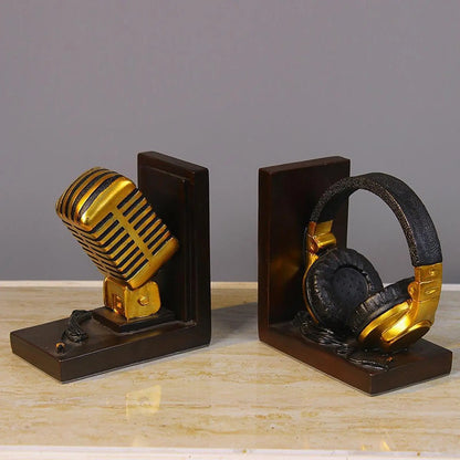 Microphone Headset Bookends - Unique Resin Desk Decor