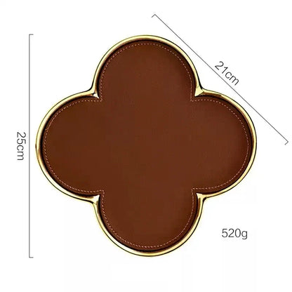 Luxury Leather Clover Tray