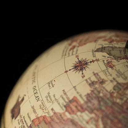 Vintage Wooden World Globe with Metal Stand