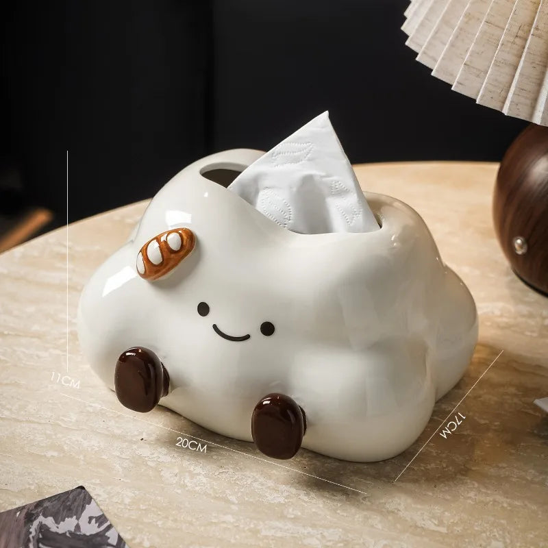 Ins Style Whimsical Ceramic Tissue Box Ornament