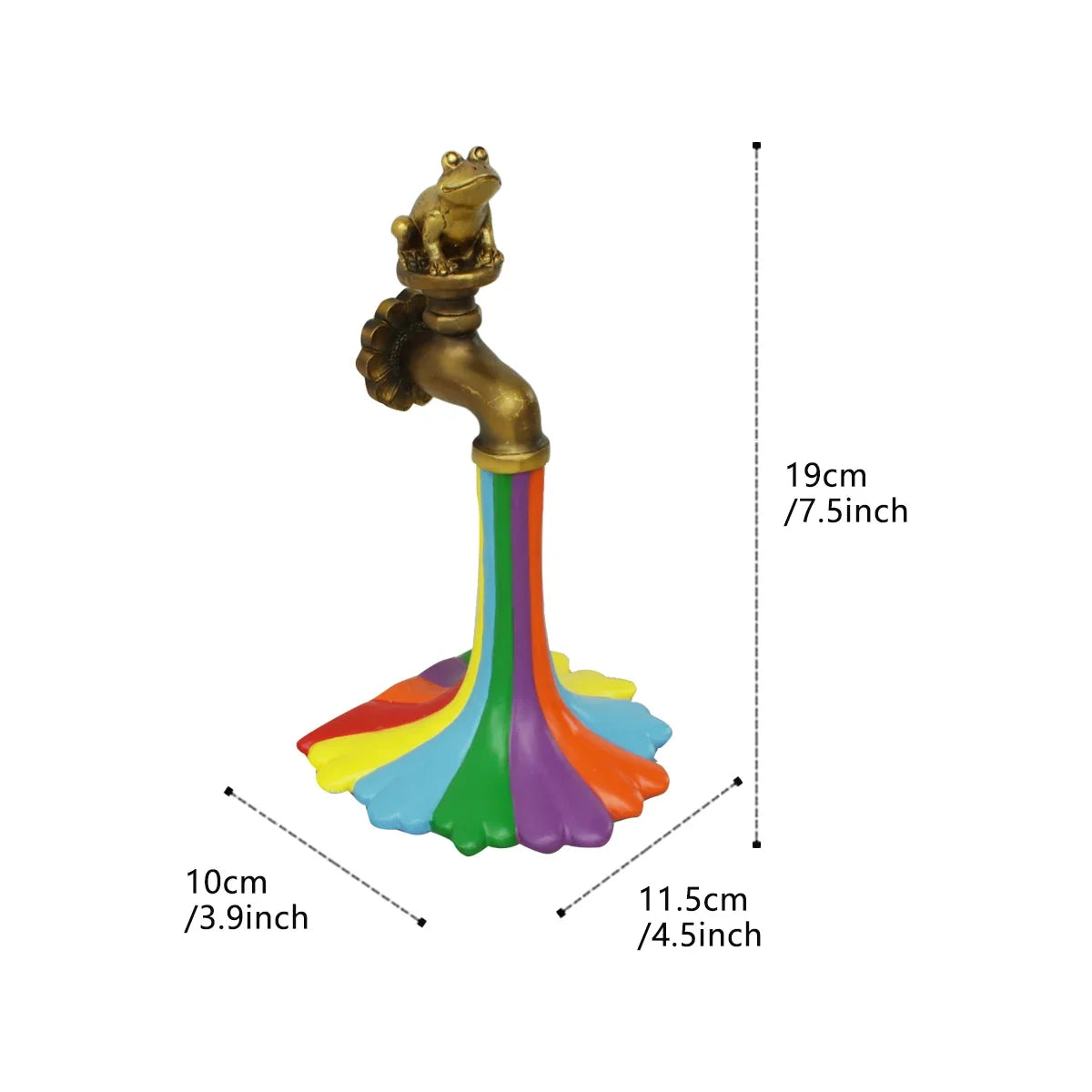 Flowing Rainbow Frog Faucet Resin Statue Garden & Room Decor Ornament