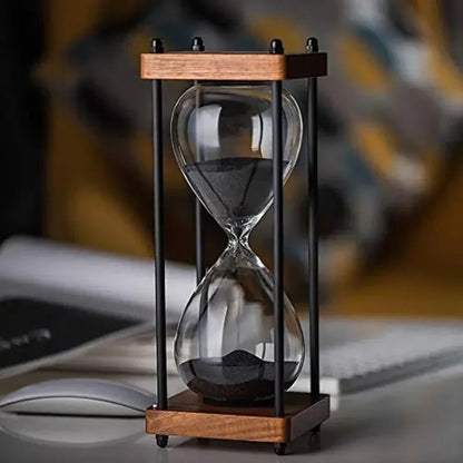 Large 60-Minute Metal & Glass Hourglass Sand Timer