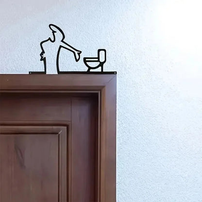 Modern Metal Bathroom Corner Art Sign
