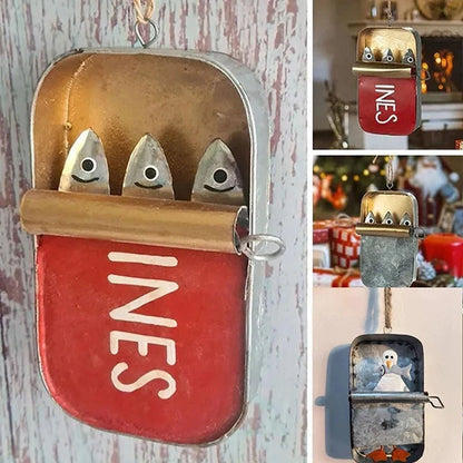 Coastal Sardine Can Hanging Ornament DIY Tin Fish Home Decor