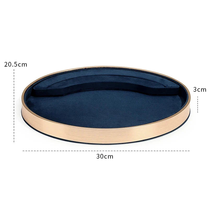 Oval Metal & Velvet Jewelry Organizer Tray