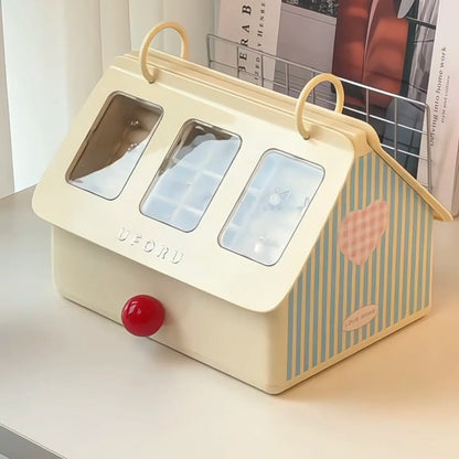 House-Shaped 9-Grid Jewelry Storage Box with Flip Cover