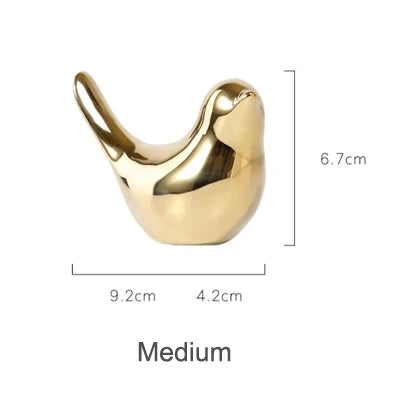 Nordic Ceramic Gold Bird Figurine Collection