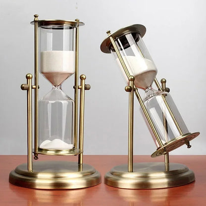 Rotating Metal & Glass Crown Hourglass Timer