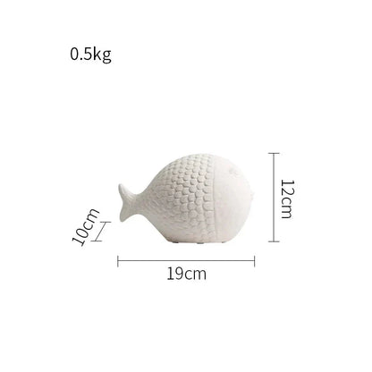 Black and White Ceramic Fish Sculpture