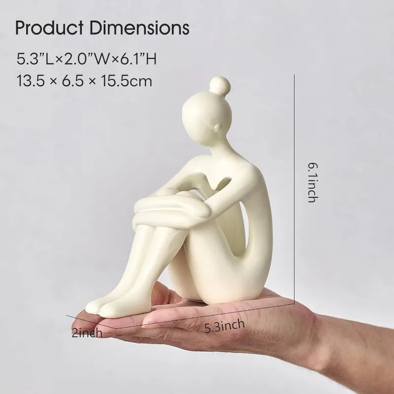 Abstract Reading Woman Bookshelf Statue