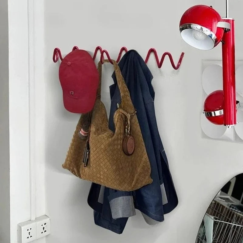 Creative Wave Iron Wall-Mounted Coat Rack | Minimalist Multi-Hook Clothes Organizer