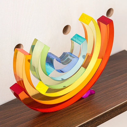 Patchwork Rainbow Acrylic Stacking Sculpture
