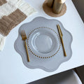 FloraMat | Luxury Round Faux Leather Placemats | Embossed Flower Design