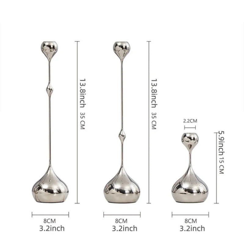 Stainless Steel Metal Candlestick Holder Romantic Table Decoration