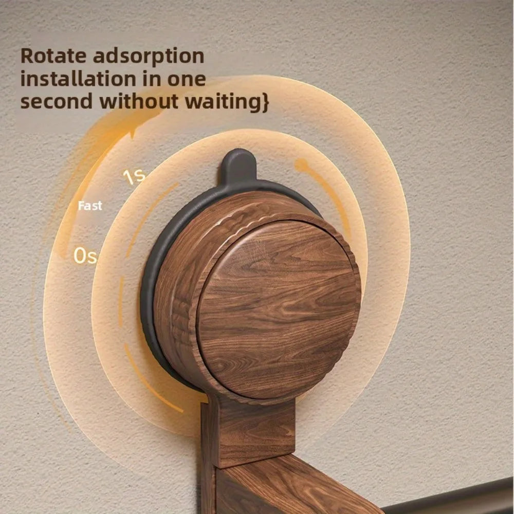 Vintage Wood & Metal Suction Cup Towel Ring