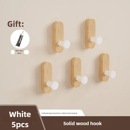 No-Drill Nordic Wood Wall Hooks