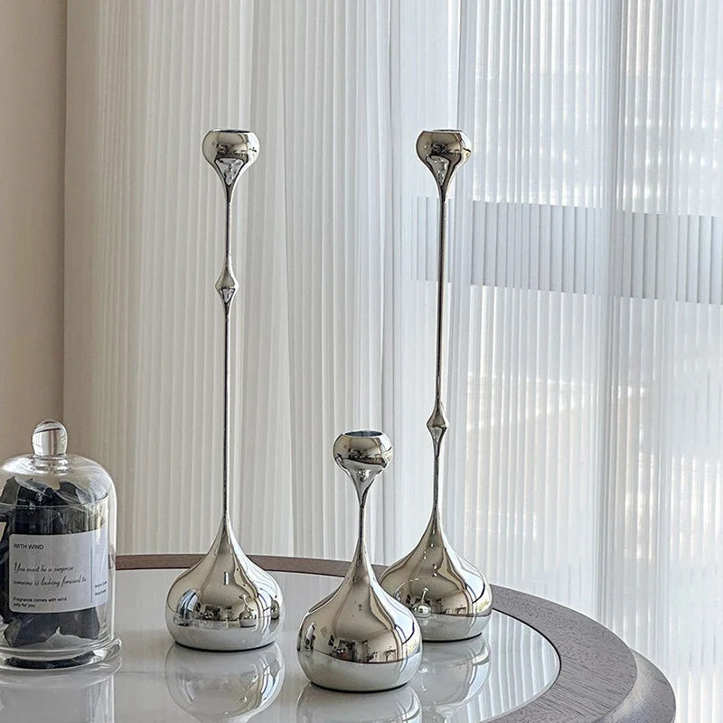 Stainless Steel Metal Candlestick Holder Romantic Table Decoration