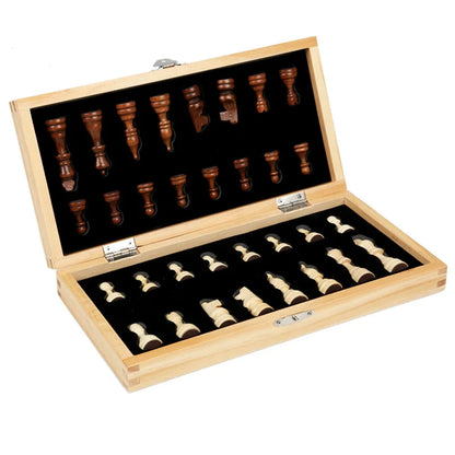 Magnetic Wooden Folding Chess Set with Interior Storage