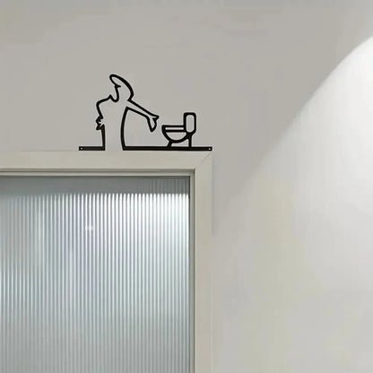 Modern Metal Bathroom Corner Art Sign