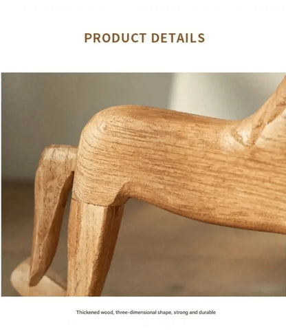 Hand-Carved Heirloom Wooden Rocking Horse Decor