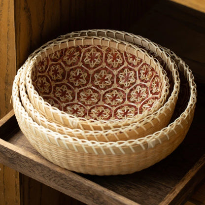 Round Hand-Woven Bamboo Storage Basket