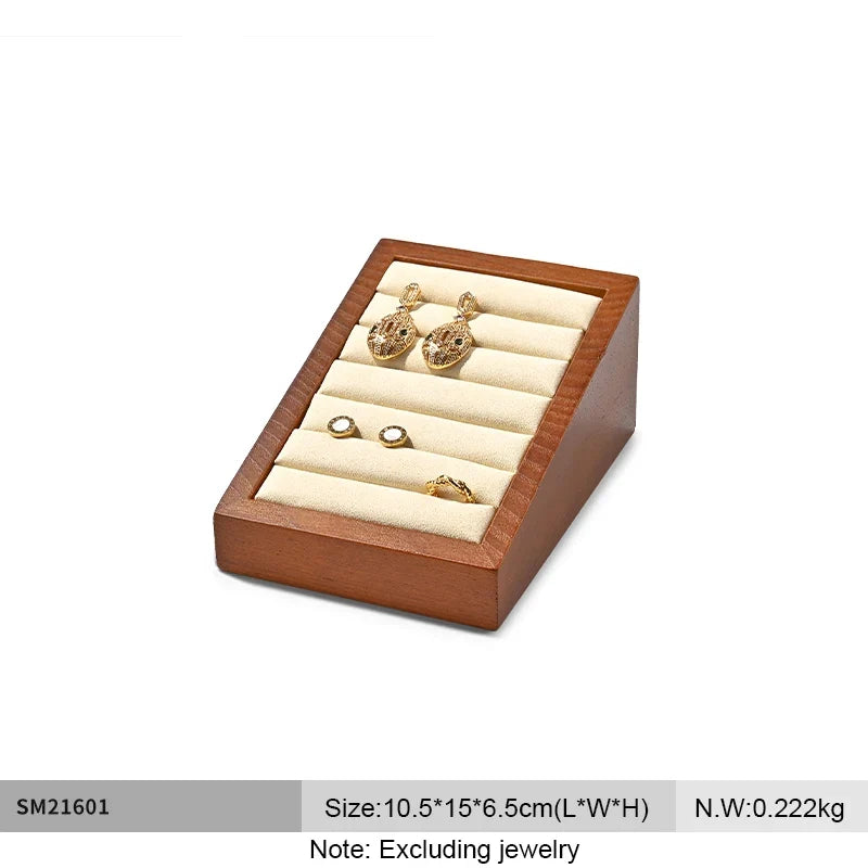 Solid Wood & Microfiber Ring Display Stand