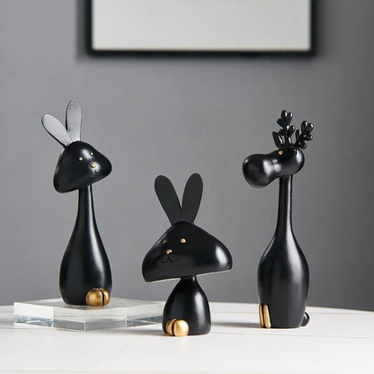 Black & White Cartoon Resin Statue