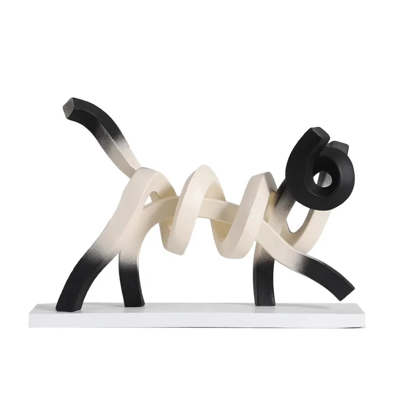 Abstract Twisted Line Cat Resin Sculpture | Desk & Home Décor