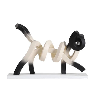 Abstract Twisted Line Cat Resin Sculpture | Desk & Home Décor