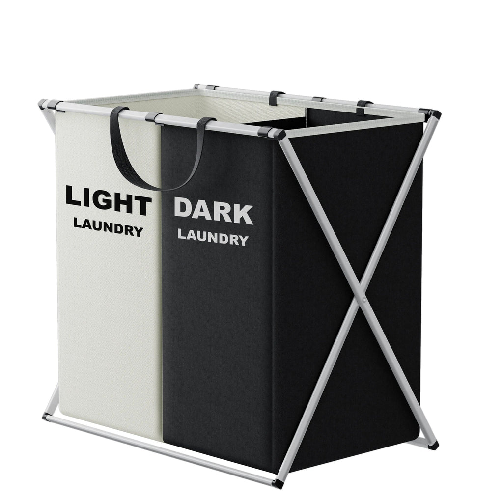 TriSort | Multi-Section Laundry Hamper | Foldable Clothes Basket with Compartments