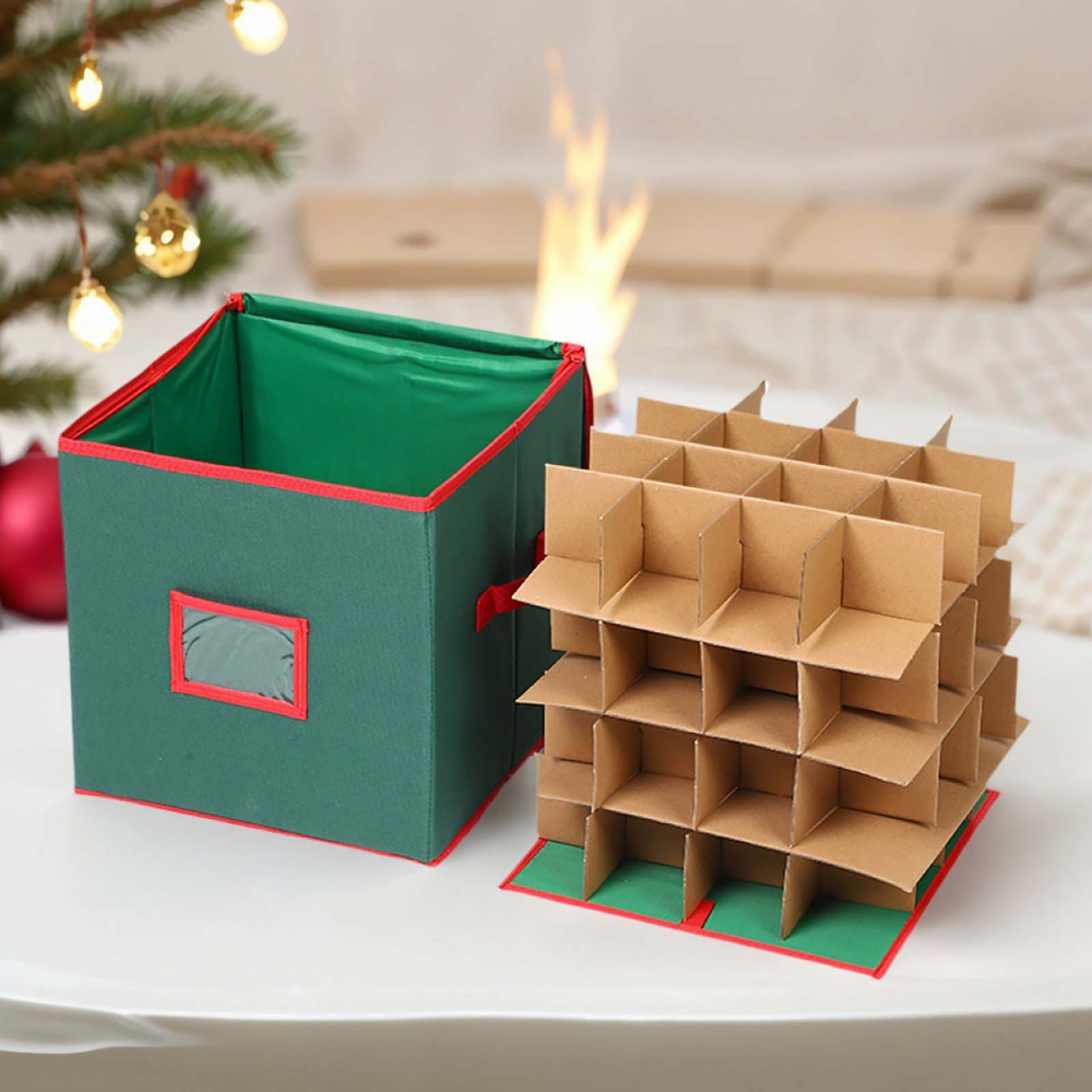 Storage Box Ornament Organizer 3 Trays 600D Oxford