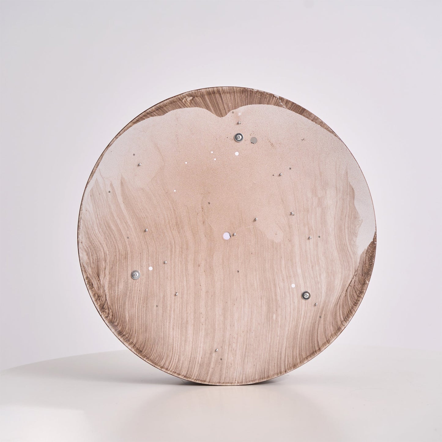 Walnut Finish LED Ceiling Lamp - Modern Integrated Flush Light for Living Room, Bedroom, Dining Area, Hallway, Soft Ambient