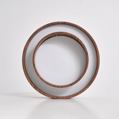 Walnut Finish LED Ceiling Lamp - Modern Integrated Flush Light for Living Room, Bedroom, Dining Area, Hallway, Soft Ambient