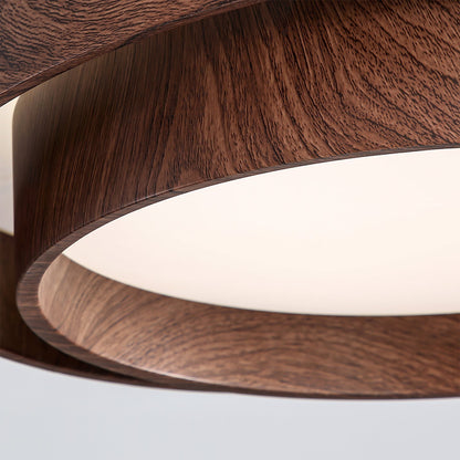 Walnut Finish LED Ceiling Lamp - Modern Integrated Flush Light for Living Room, Bedroom, Dining Area, Hallway, Soft Ambient